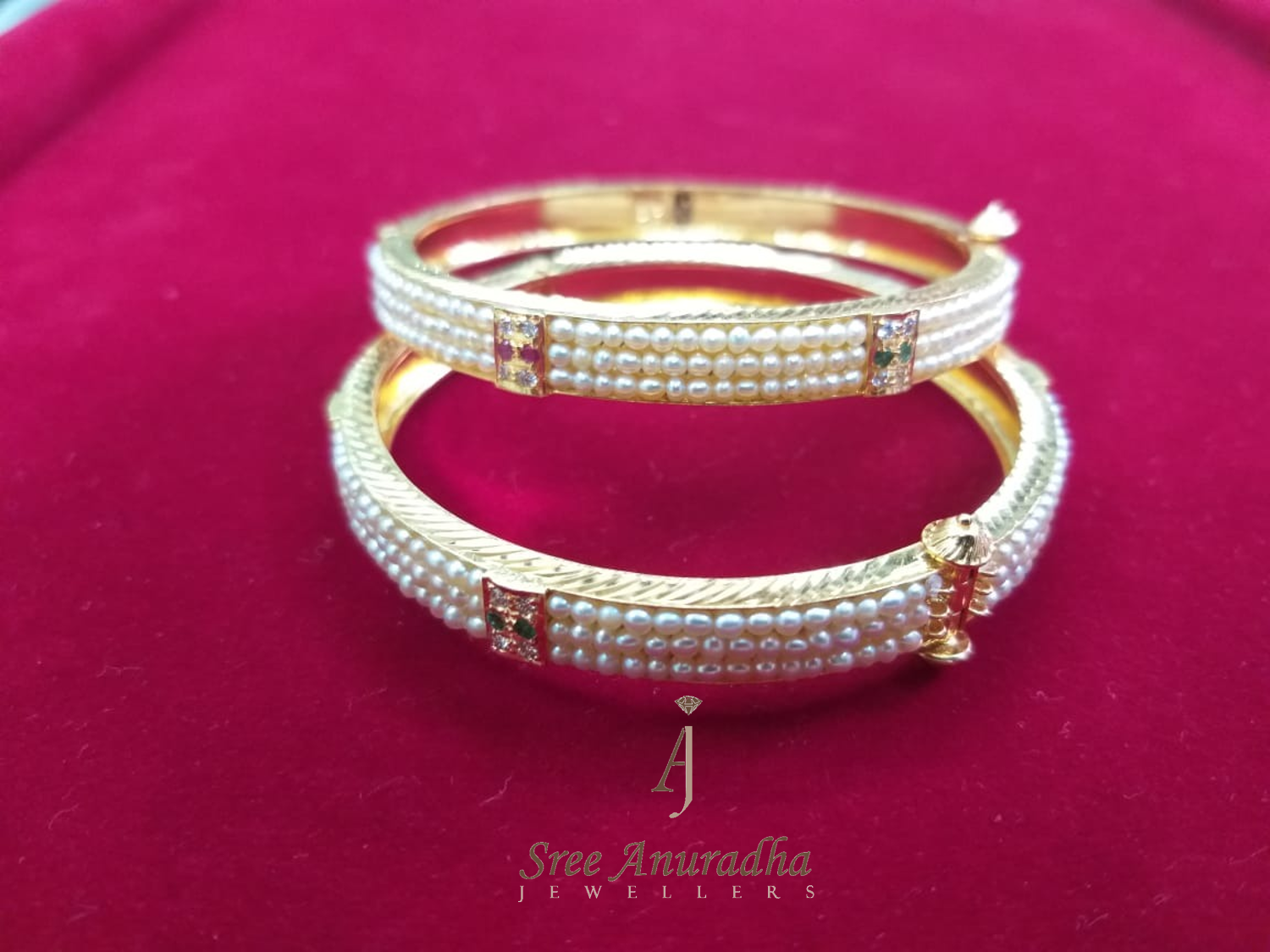 Pearl's, Diamonds, Ruby N Emerald bangles 